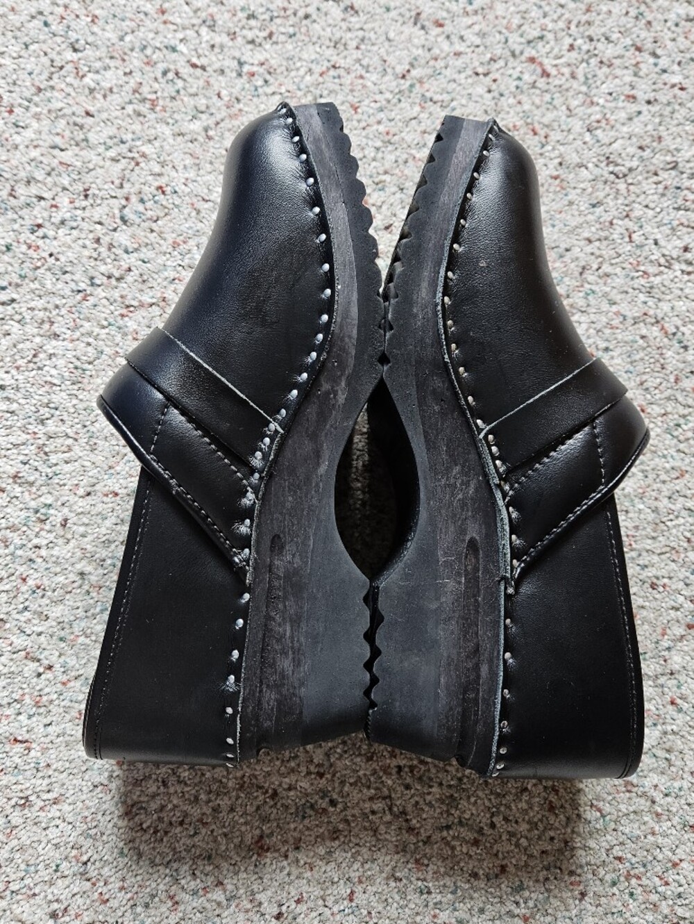 Troentorp Closed Back Clogs Black Leather Sweden Like-New EU39 US 9